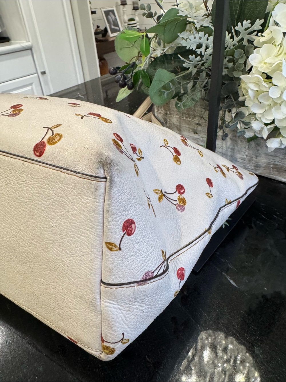 🍒COACH City Tote in Glitter Cherry Print Pebbled Leather (Style 27502) - Picture 8 of 16